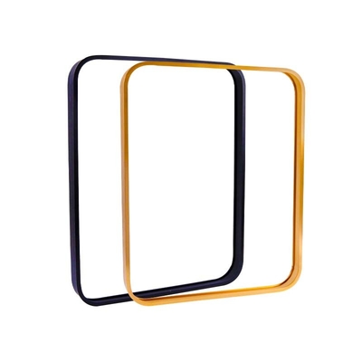El espejo cuadrado de aluminio de doblez cepillado enmarca esquinas redondeadas rectangulares